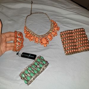 Marciano Crystal Gem Stone Necklace Bracelet Cuff